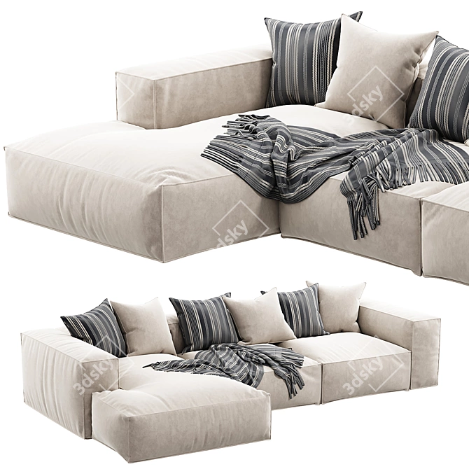 Luxury Arflex Sofa Longue Chaise 3D model image 5