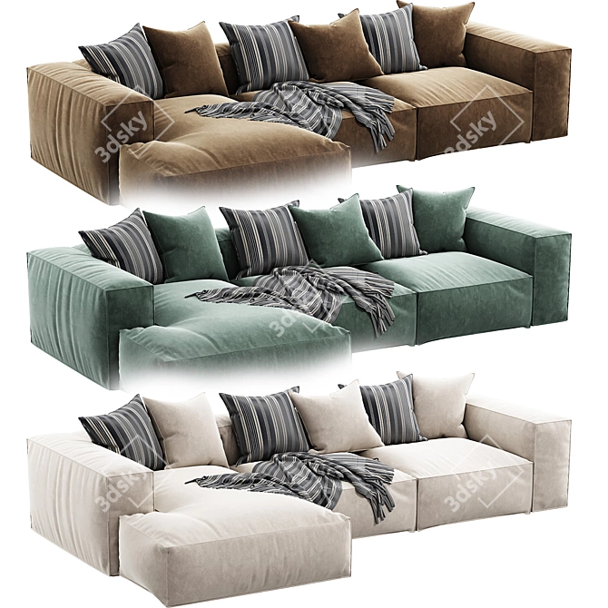 Luxury Arflex Sofa Longue Chaise 3D model image 6
