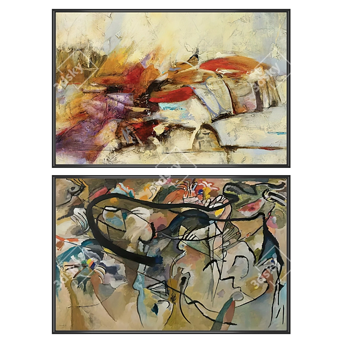 Artwork Set with Multiple Frames 3D model image 1
