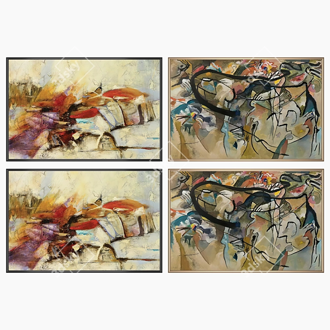 Artwork Set with Multiple Frames 3D model image 2