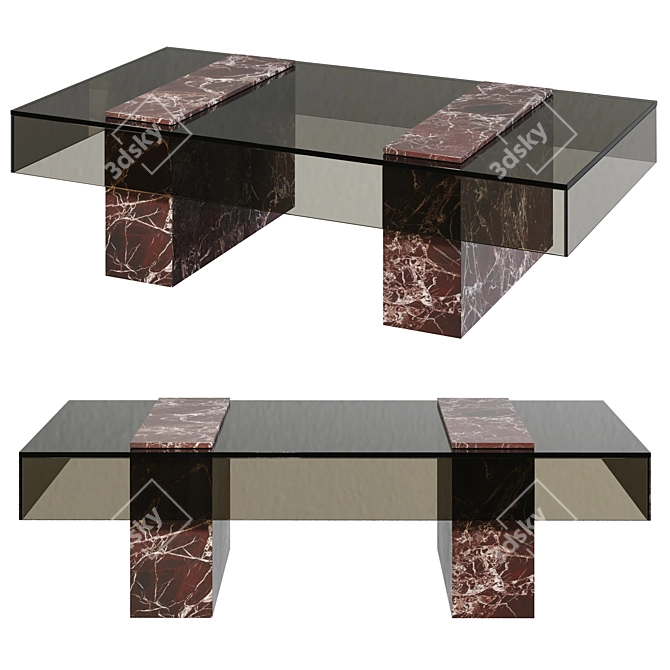 Modern Marble Glass Coffee Table 3D model image 1