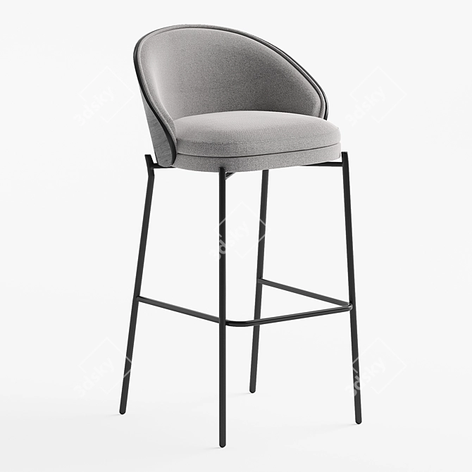 Modern Ash Wood Stool 75cm 3D model image 3