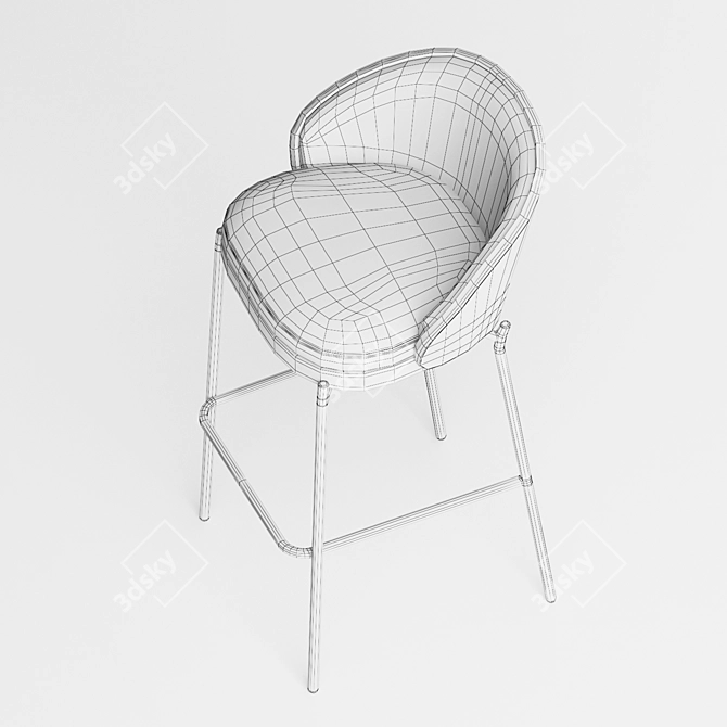 Modern Ash Wood Stool 75cm 3D model image 2