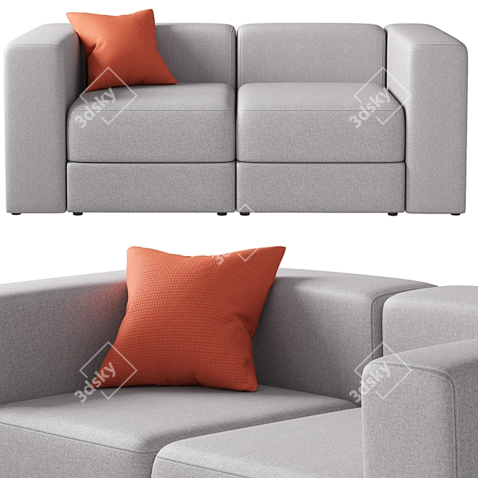 Modular 2-Seater Sofa Set, Ikea, Three Colors 3D model image 2