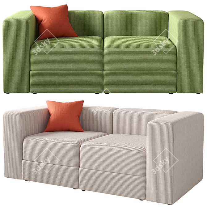 Modular 2-Seater Sofa Set, Ikea, Three Colors 3D model image 5