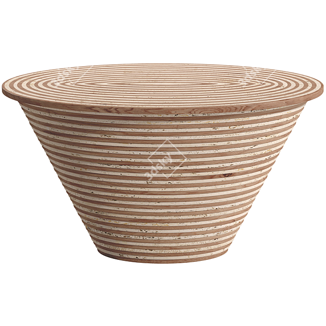 Sculpted Oak Travertine Console Art 3D model image 1