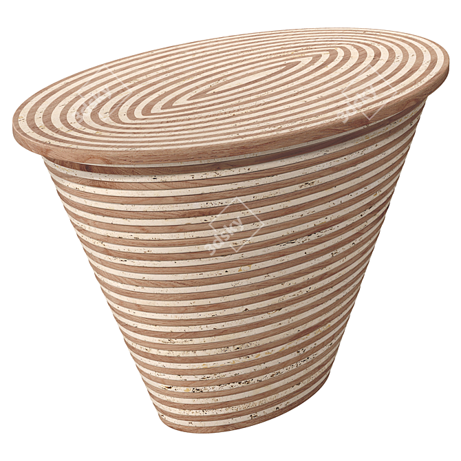 Sculpted Oak Travertine Console Art 3D model image 2