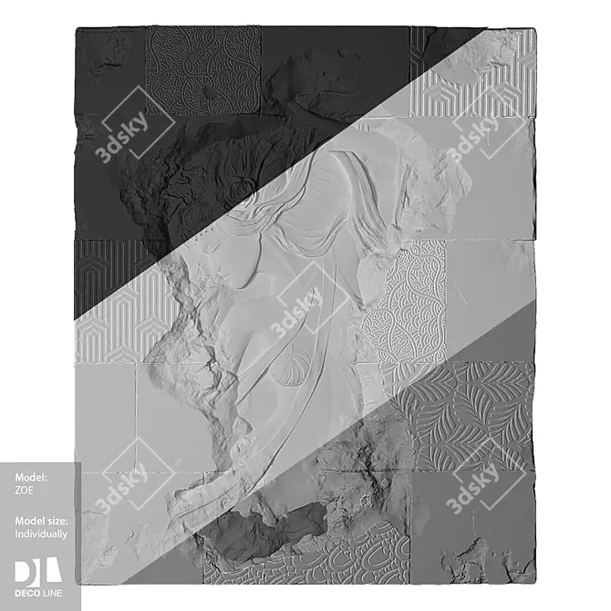 Custom Relief Panel Zoe 3D model image 1