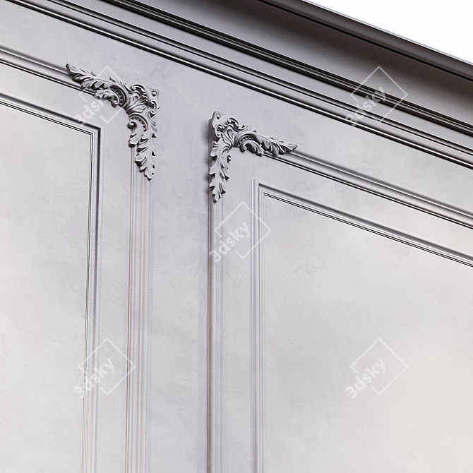 Elegant Black & White Wall Moulding 3D model image 3