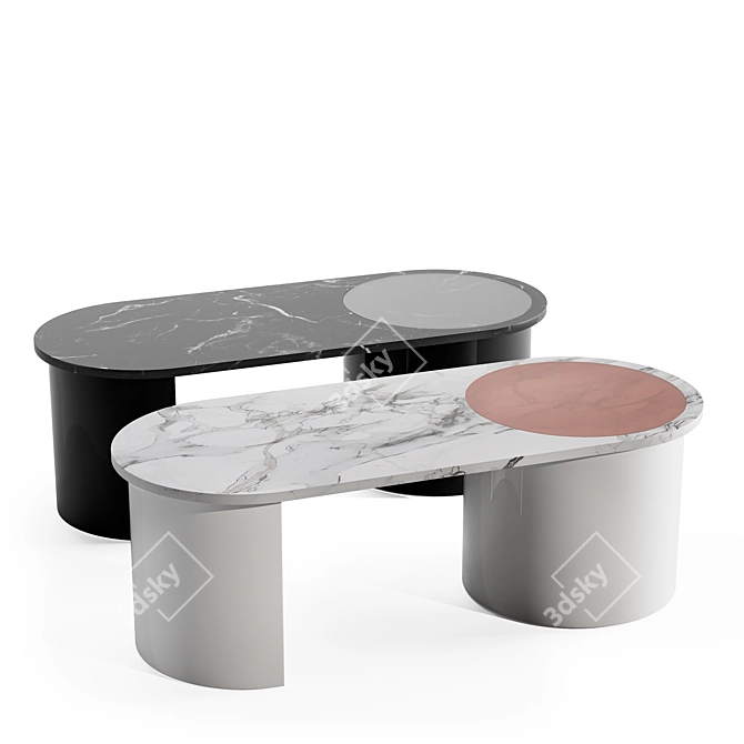 BOWER Marble Glass Wood Table 3D model image 1