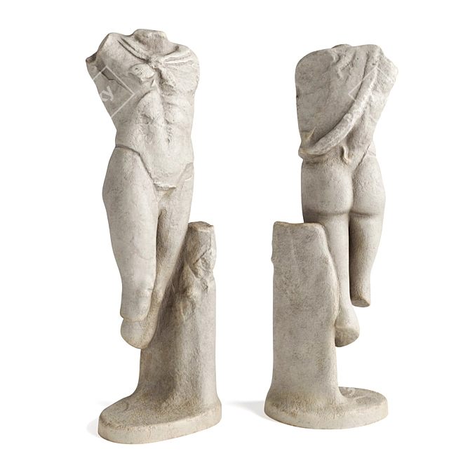 Ancient Greek Man Woman Sculptures 3D model image 2