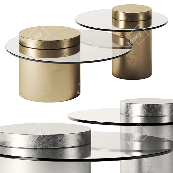 Sleek Glass Metal Coffee Table 3D model image 1
