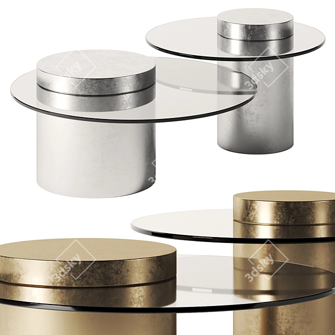 Sleek Glass Metal Coffee Table 3D model image 2
