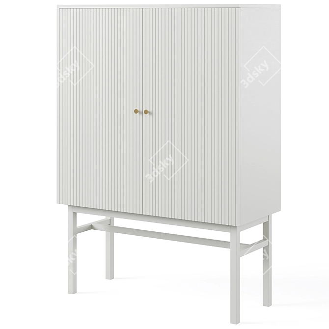 Sleek White Lewiston Cabinet, 96cm 3D model image 1