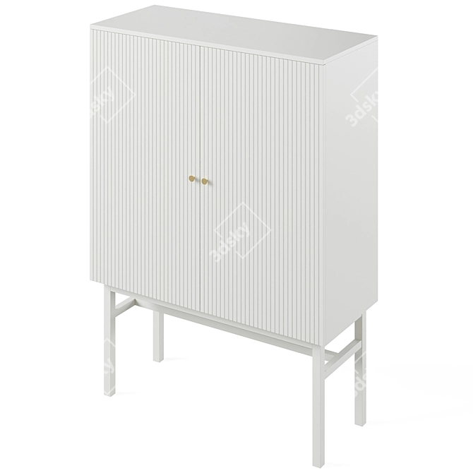 Sleek White Lewiston Cabinet, 96cm 3D model image 4