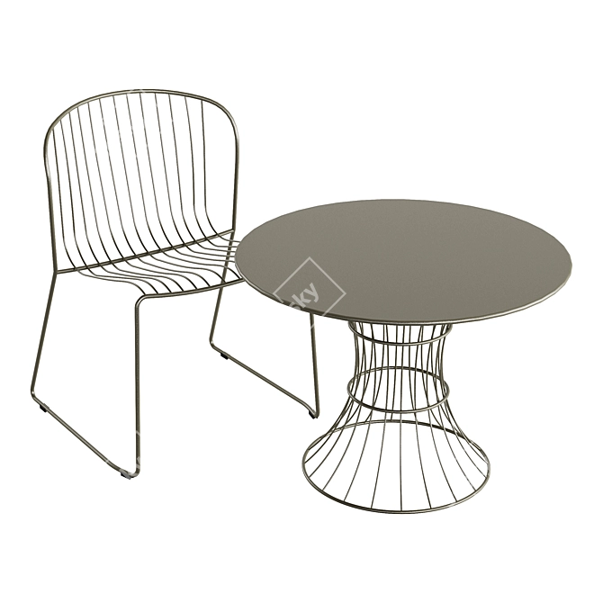 Modern Outdoor Chair & Table 3D model image 4