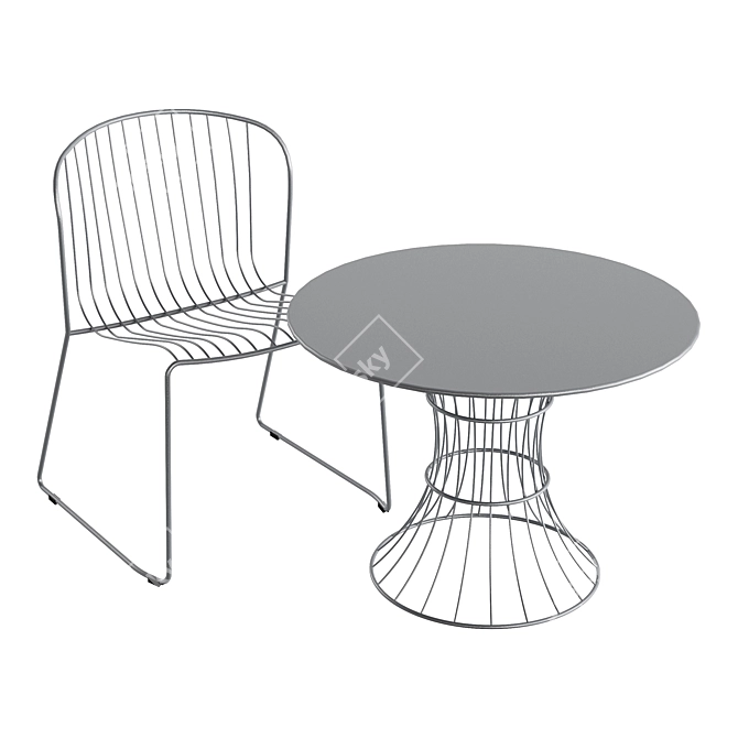 Modern Outdoor Chair & Table 3D model image 5