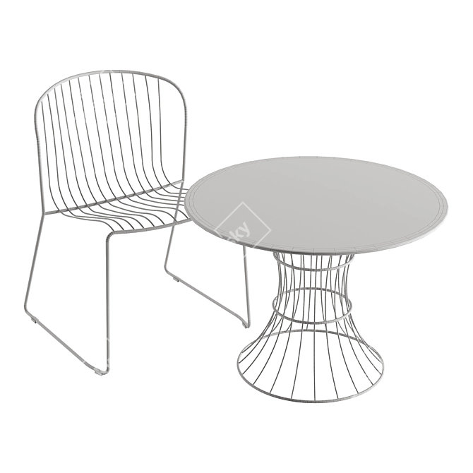 Modern Outdoor Chair & Table 3D model image 6