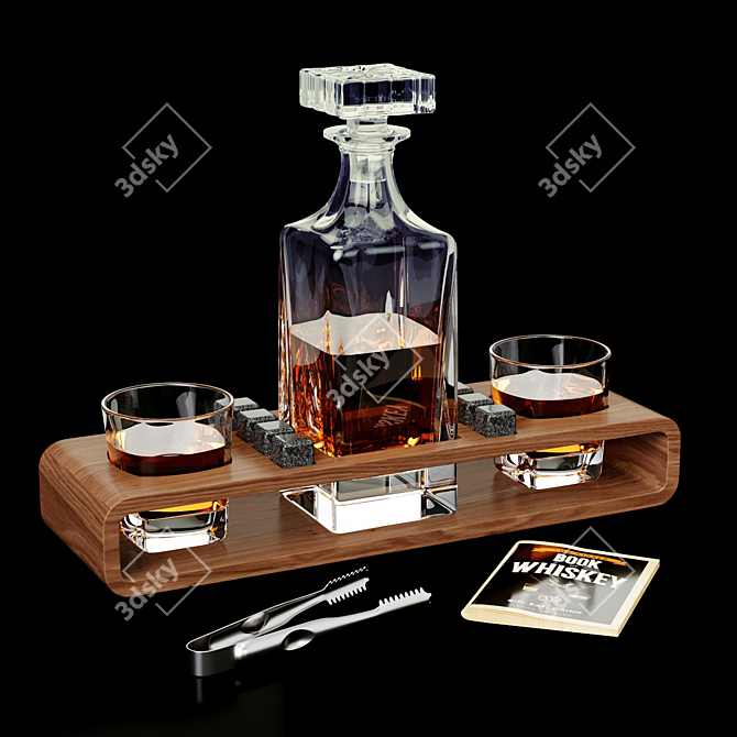 Whiskey Decanter Set with Stones 3D model image 1