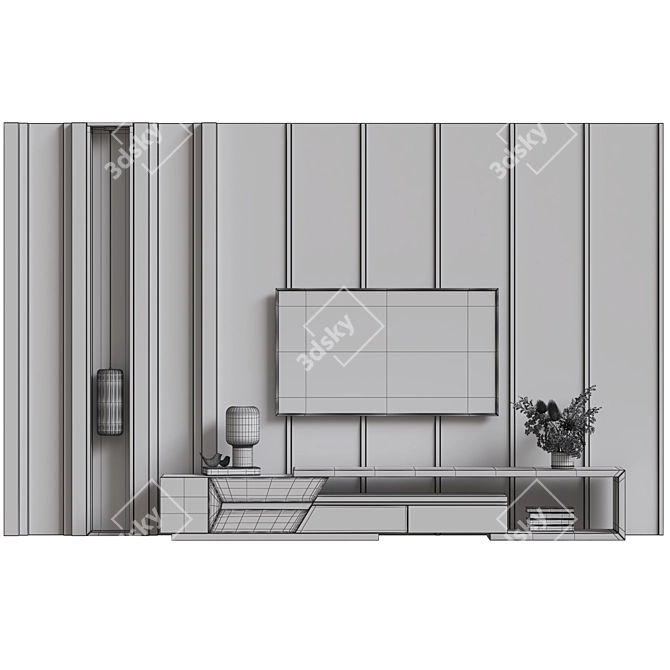 Modern TV Wall Mount Stand 3D model image 4