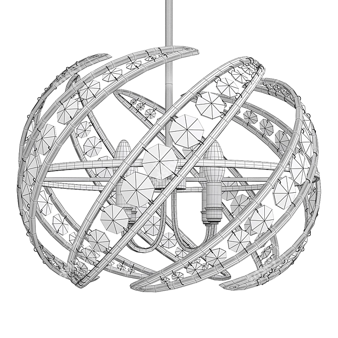Elegant Platinum Crescent Pendant Light 3D model image 2