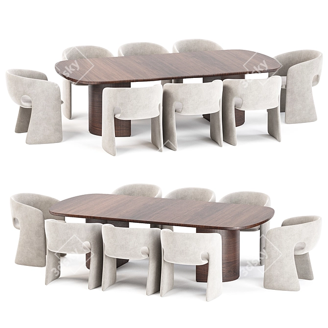 Scandinavian Dining Set Collection 3D model image 2