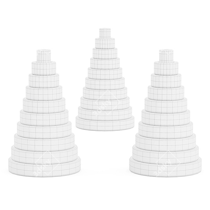 Wooden Pyramid Stacker Set 3D model image 4