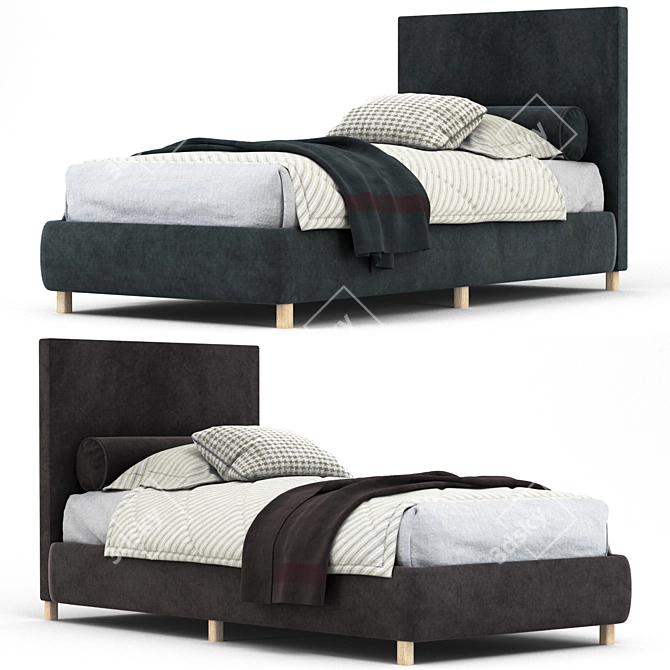 Modern Upholstered Bed Frame 3D model image 1