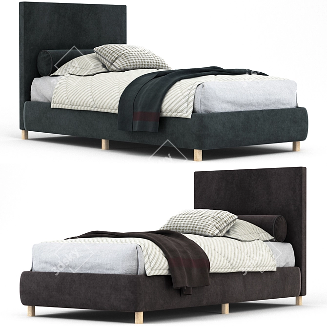 Modern Upholstered Bed Frame 3D model image 2