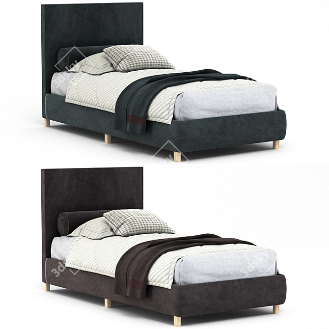 Modern Upholstered Bed Frame 3D model image 3