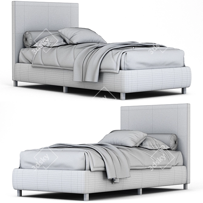 Modern Upholstered Bed Frame 3D model image 6