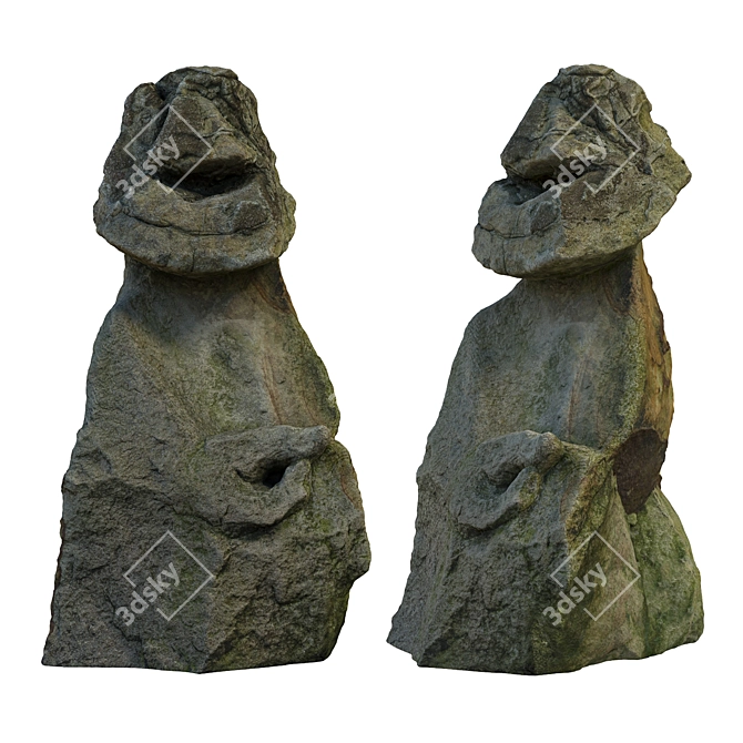 Aged Stone Sculpture for Landscaping 3D model image 1