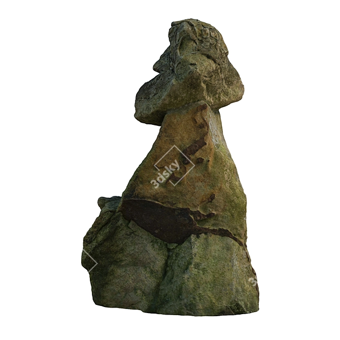 Aged Stone Sculpture for Landscaping 3D model image 3