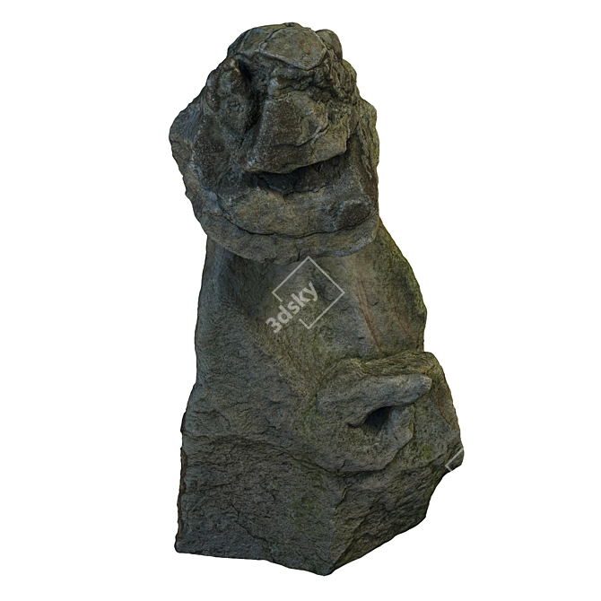 Aged Stone Sculpture for Landscaping 3D model image 5