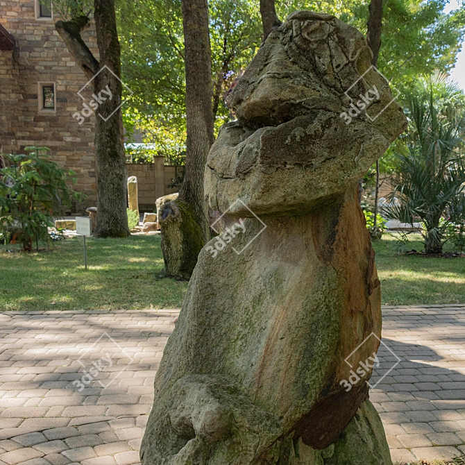 Aged Stone Sculpture for Landscaping 3D model image 7