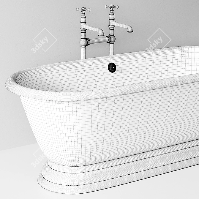 Elegant Meon Cast Iron Tub 3D model image 3