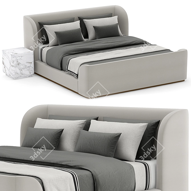 Modern Danish Design Platform Bed 3D model image 1
