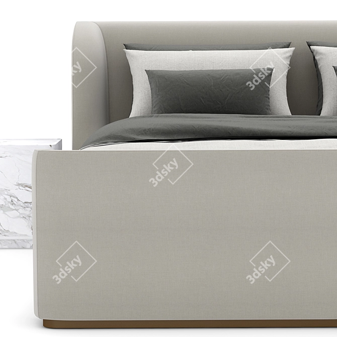 Modern Danish Design Platform Bed 3D model image 2
