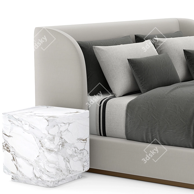 Modern Danish Design Platform Bed 3D model image 3