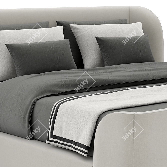 Modern Danish Design Platform Bed 3D model image 4