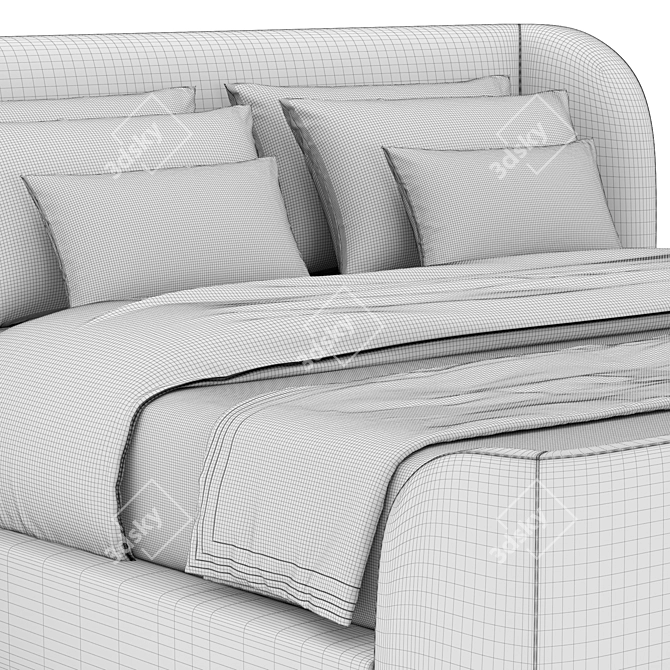 Modern Danish Design Platform Bed 3D model image 6