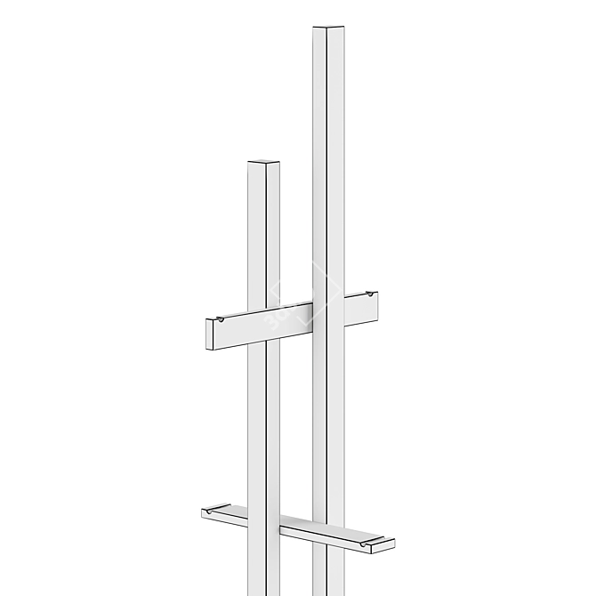 Natural Wood Coat Hanger Stand 3D model image 2