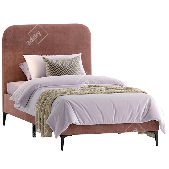 Velvet Single Bed Luka 3D model image 1