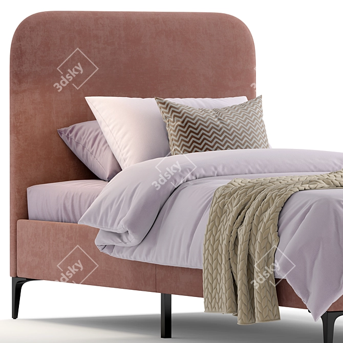 Velvet Single Bed Luka 3D model image 2