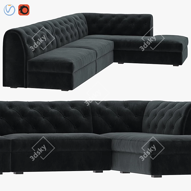 Luxury Tufted Lounge Seating Solution 3D model image 5