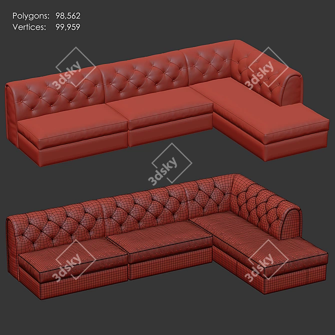 Luxury Tufted Lounge Seating Solution 3D model image 4