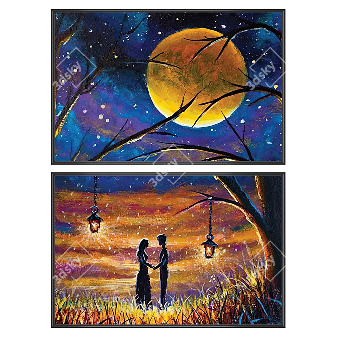 Art Prints with Varied Frames 3D model image 1