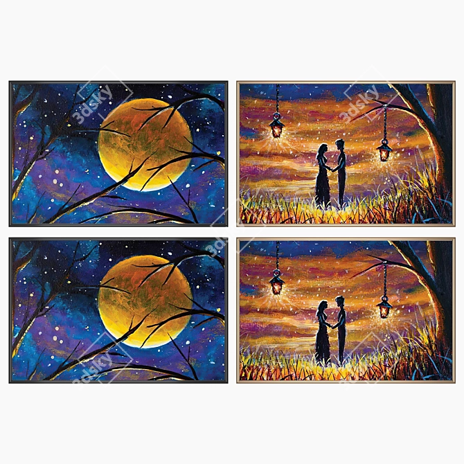 Art Prints with Varied Frames 3D model image 2