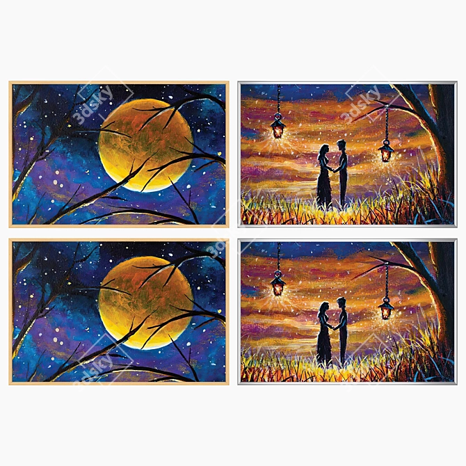 Art Prints with Varied Frames 3D model image 3