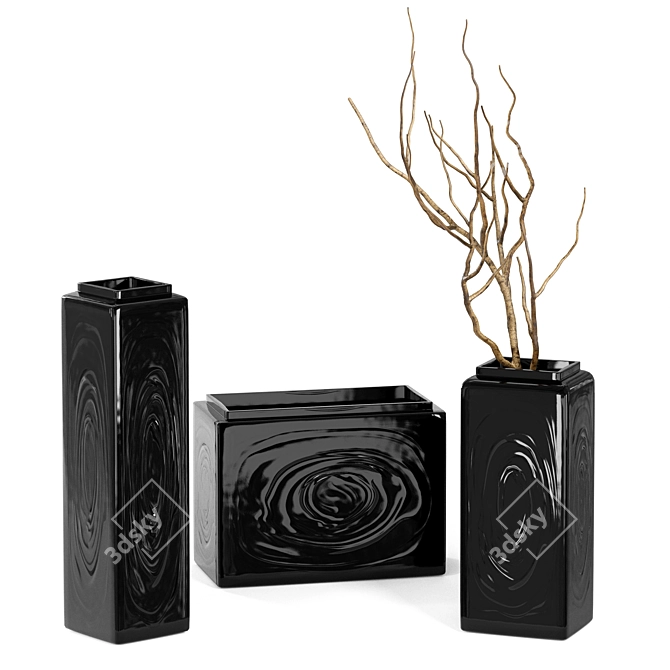 Sleek Black Vase Design 3D model image 1